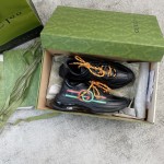 Full leather version of the Gucci RUN collection Cowhide Sheepskin running shoes Black