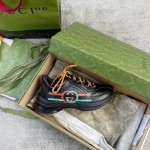 Full leather version of the Gucci RUN collection Cowhide Sheepskin running shoes Black