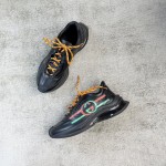 Full leather version of the Gucci RUN collection Cowhide Sheepskin running shoes Black