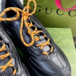Full leather version of the Gucci RUN collection Cowhide Sheepskin running shoes Black