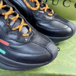 Full leather version of the Gucci RUN collection Cowhide Sheepskin running shoes Black