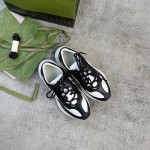 Gucci RUN all-leather cowhide sheepskin running shoes black and white