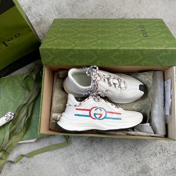 Full leather version of the Gucci RUN collection Cowhide Sheepskin Running shoes Blue Red