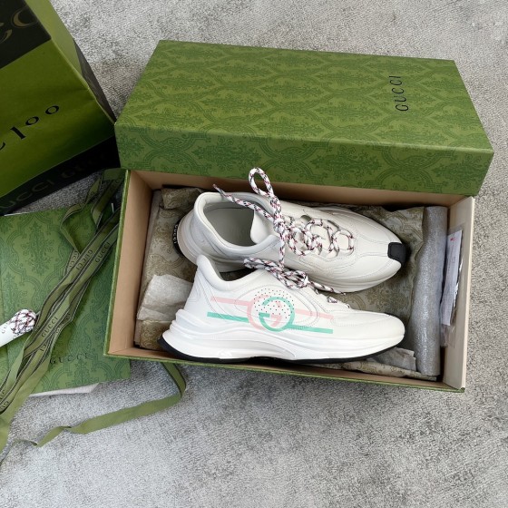 Gucci RUN in all leather Cowhide Sheepskin running shoes red and green