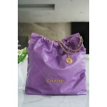 𝗖𝗛𝗔𝗘𝗡𝗟✦𝟐𝟐𝗣Spring/Summer New 𝟐𝟐Handbag Genuine Tail Leather Large Purple
