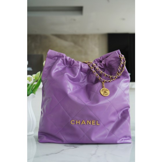 𝗖𝗛𝗔𝗘𝗡𝗟✦𝟐𝟐𝗣Spring/Summer New 𝟐𝟐Handbag Genuine Tail Leather Large Purple