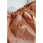 𝗖𝗛𝗔𝗘𝗡𝗟✦ 𝟐𝟐𝗣Spring/Summer New 𝟐𝟐Handbag Genuine Tail Leather Large Caramel ☄️