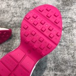 Gucci canvas cowhide interspersed with pink leather stripes trimmed poppet shoes pink spelling