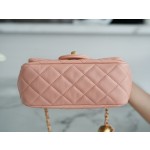 𝗖𝗛𝗔𝗘𝗡𝗟✦ Metal Ball Fatty Fang Genuine Leather Coral Pink