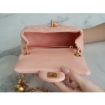 𝗖𝗛𝗔𝗘𝗡𝗟✦ Metal Ball Fatty Fang Genuine Leather Coral Pink