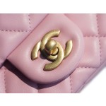 𝗖𝗛𝗔𝗘𝗡𝗟✦ Metal Ball Square Fatty Genuine Leather Peach Powder