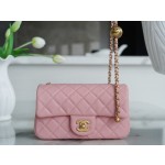 𝗖𝗛𝗔𝗘𝗡𝗟✦ metal ball 𝑴𝒊𝒏𝒊 genuine leather pink