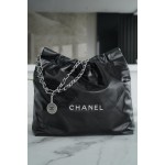 𝗖𝗛𝗔𝗘𝗡𝗟✦𝟐𝟐𝗣 spring and summer new 𝟐𝟐 handbag black silver buckle medium