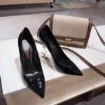 Saint Laurent classic model YSL logo heeled high heels using imported Italian cow patent leather