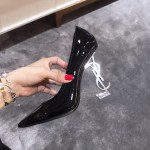 Saint Laurent classic model YSL logo heeled high heels using imported Italian cow patent leather