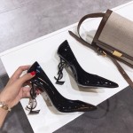 Saint Laurent classic model YSL logo heeled high heels using imported Italian cow patent leather