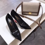 Saint Laurent classic model YSL logo heeled high heels using imported Italian cow patent leather