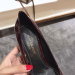 Saint Laurent classic model YSL logo heeled high heels using imported Italian cow patent leather