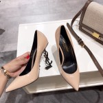 Saint Laurent classic model YSL logo heeled high heels using imported Italian cow patent leather