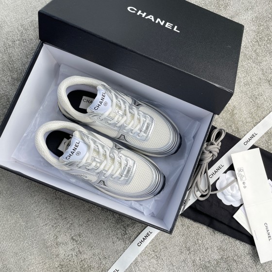 CHANEL A very good-looking sneaker TPU outsole Custom fabric metallic texture