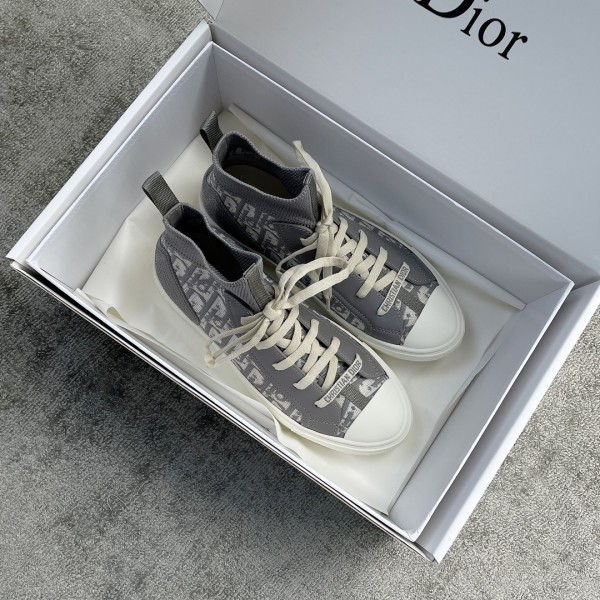 DIOR high top monogrammed shoes grey