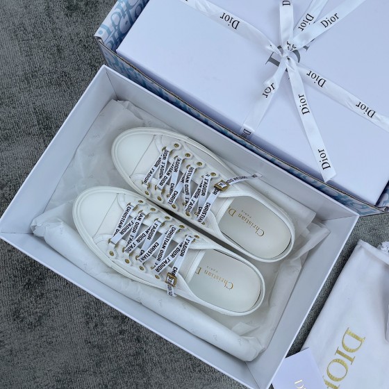 DIOR Canvas half slipper Water-dyed sheepskin lining TPU sole White canvas