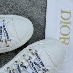 DIOR Canvas half slipper Water-dyed sheepskin lining TPU sole White canvas