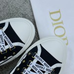 DIOR Canvas half slipper Water-dyed sheepskin lining TPU outsole Black canvas