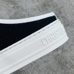 DIOR Canvas half slipper Water-dyed sheepskin lining TPU outsole Black canvas