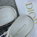 DIOR Canvas semi-flip-flop Water-dyed sheepskin lining TPU outsole D blue embroidery