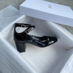 DIOR Sweet and elegant Mary Jane heels Cow patent leather Sheepskin Genuine leather outsole Black