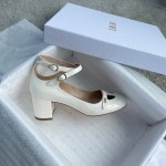 DIOR Sweet and elegant Mary Jane heels Cow patent leather Sheepskin Genuine leather outsole White