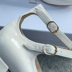 DIOR Sweet and elegant Mary Jane heels Cow patent leather Sheepskin Genuine leather outsole White