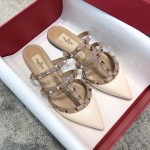 Valentino VT Collection Three Strap Flat Heel Slipper Patent Leather White