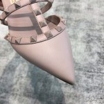 Valentino VT Three Strap Flat Heel Slipper Nude Pink