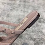 Valentino VT Three Strap Flat Heel Slipper Nude Pink