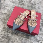 Valentino VT Collection Three Strap Flat Heel Slipper Haze Blue