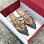 Valentino VT Collection Three Strap Flat Heel Slipper Haze Blue