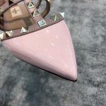 Valentino VT Collection Three Strap Flat Heel Slipper Patent Leather Pink