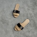 CHANEL Chanel slippers pearl leather strips and small diamond combination imported A grade sheepskin