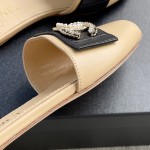 CHANEL Chanel slippers pearl leather strips and small diamond combination imported A grade sheepskin