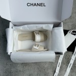 CHANEL Chanel slippers pearl leather strips and small diamond combination imported A grade sheepskin