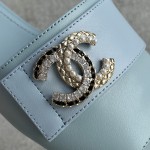 CHANEL Chanel slippers pearl leather strips and small diamond combination imported A grade sheepskin