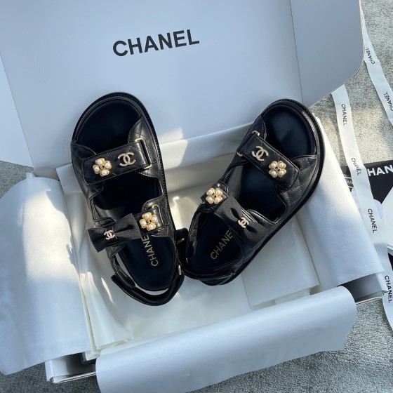 CHANEL new color bow sandals classic beach shoes every year the new color