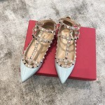 Valentino VT Collection Two Strap Flats Patent Leather Blue