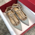 Valentino VT Collection Two Strap Flats Patent Leather Blue