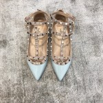 Valentino VT Collection Two Strap Flats Patent Leather Blue