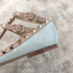 Valentino VT Collection Two Strap Flats Patent Leather Blue