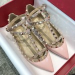 Valentino VT Collection Two Strap Flats Patent Leather Pink