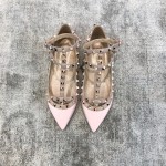 Valentino VT Collection Two Strap Flats Patent Leather Pink